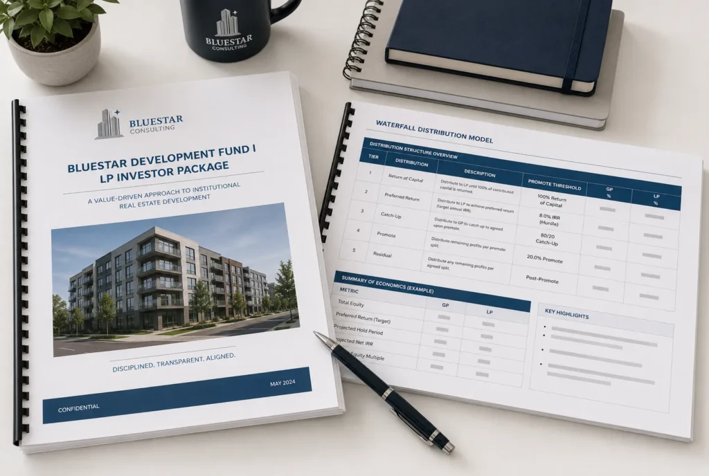 GP-LP Waterfall Modeling for general contractor prepared by BlueStar