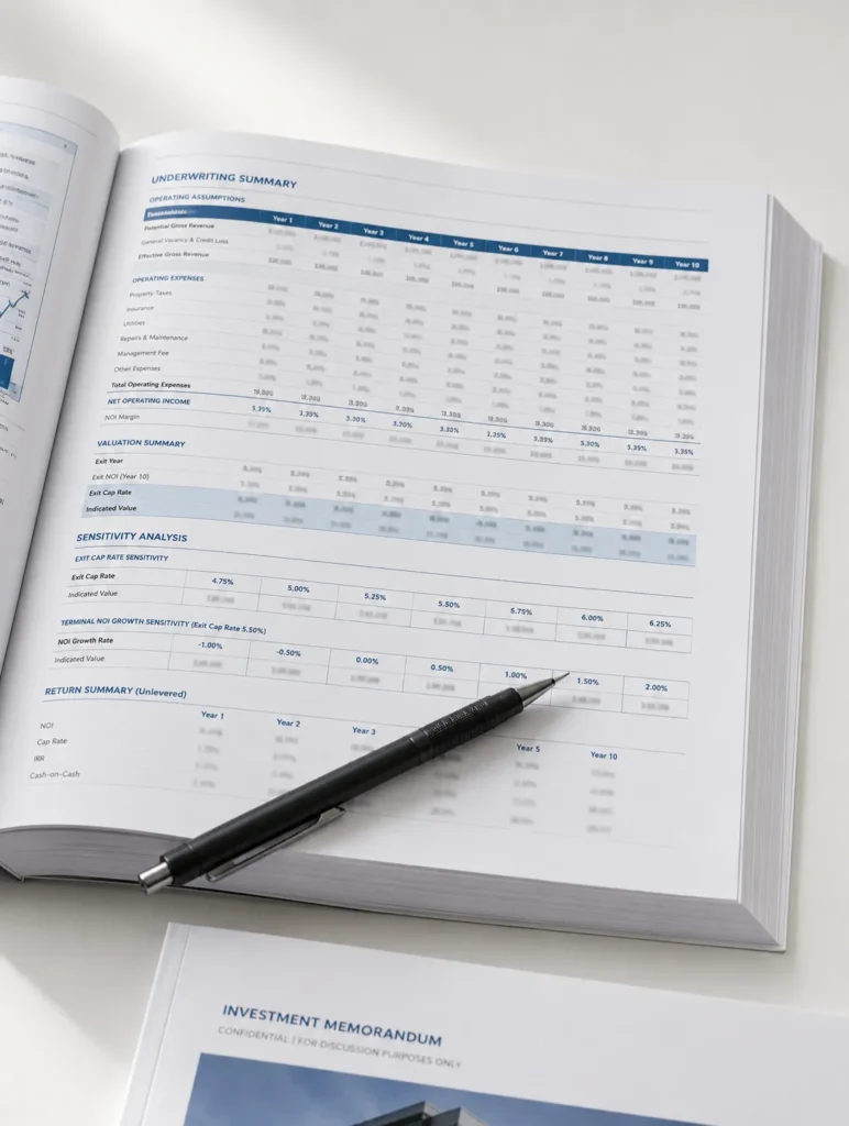 Commercial Real Estate Underwriting report from BlueStar Consulting team
