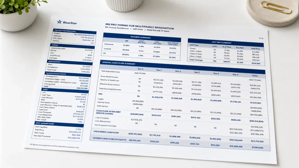 irr calculator for real estate on desk